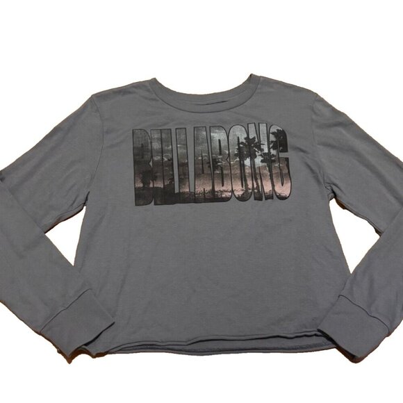 Billabong Ladies Logo Gray Long Sleeve T-Shirt Size S/P STYLE# JT87NBIT - Picture 1 of 5